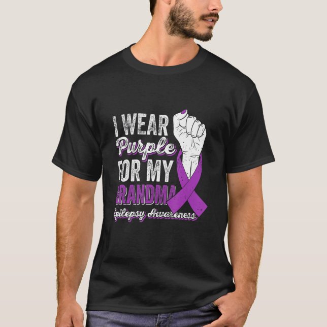 T-shirt I Wear Purple For My GrandMa Ribbon Epilepsy Aware (Devant)