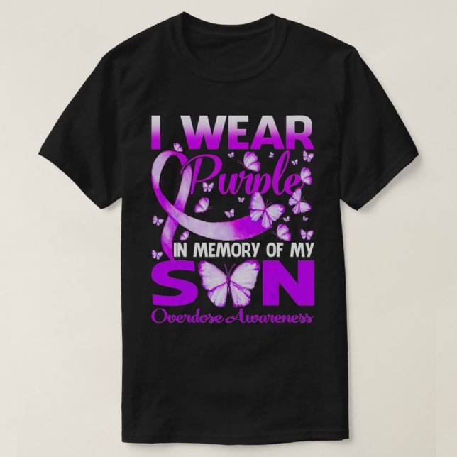 T-shirt I Wear Purple In Memory For My Son Overdose Awaren (Design devant)