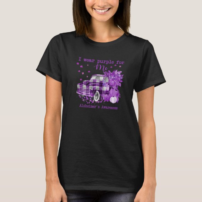 T-shirt I Wear Purple Pumpkin Truck For Me Alzheimer's Awa (Devant)