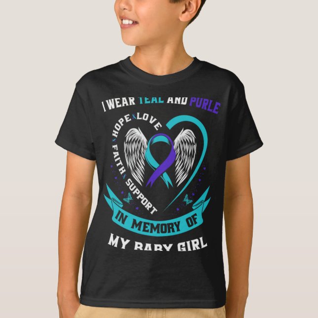 T-shirt I Wear Teal And Purple By Suicide Awareness Ribbon (Devant)