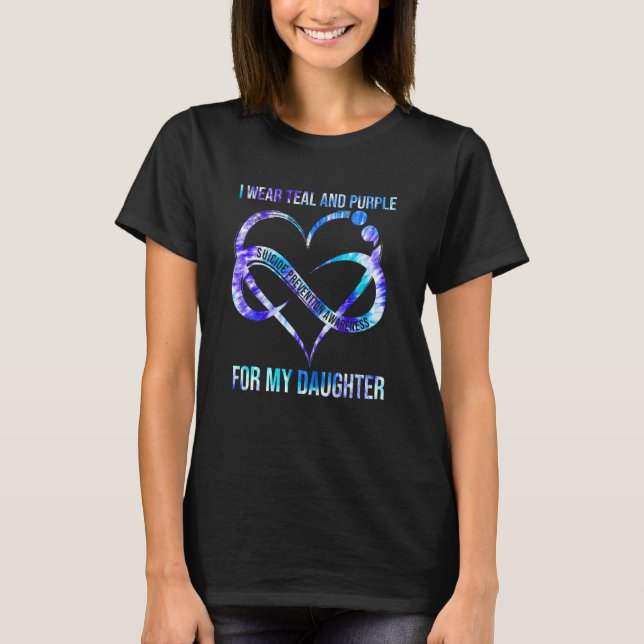 T-shirt I Wear Teal Purple For Daughter Suicide Prevention (Devant)