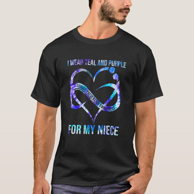 T-shirt I Wear Teal Purple For Niece Suicide Prevention Aw (Devant)