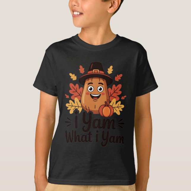T-shirt I Yam What I Yam Clic Thanksgiving Yam With Hat Lo (Devant)