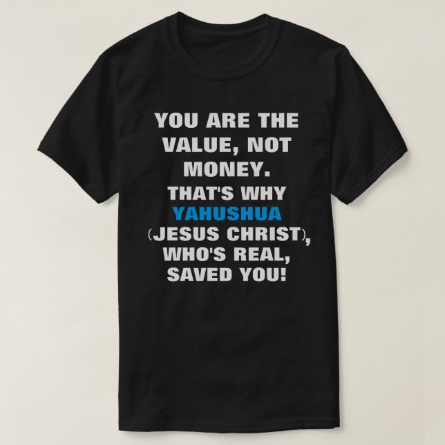 T-shirt I/You la valeur, Jésus sauve des noms pièce en (Design devant)