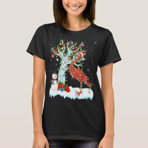 T-shirt Ibis Bird Xmas Tree Lighting Santa Hat Ibis Christ