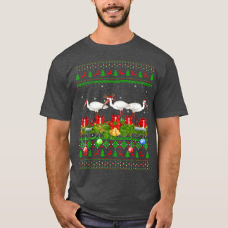 T-shirt Ibis Birds Lover Xmas Lighting Santa Ugly Ibis Chr