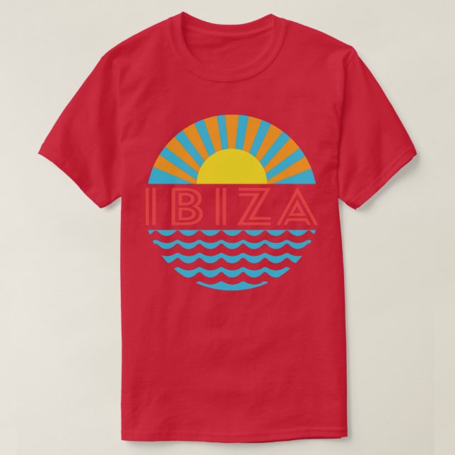 T-shirt Ibiza Beach Sun Et Vagues (Design devant)