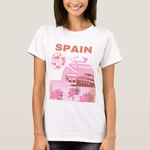 T-shirt Ibiza, Espagne, Art Voyage, Art Preppy, Pastel