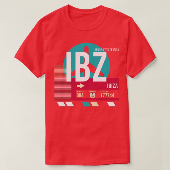 T-shirt Ibiza Espagne IBZ Code de l'aéroport Bagages (Design devant)