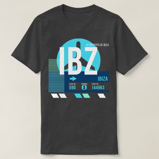 T-shirt Ibiza IBZ Airport Code Bagages Balise A (Design devant)
