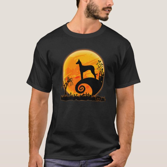 T-shirt Ibizan Hound Dog Effrayer Et Lune Halloween Costum (Devant)