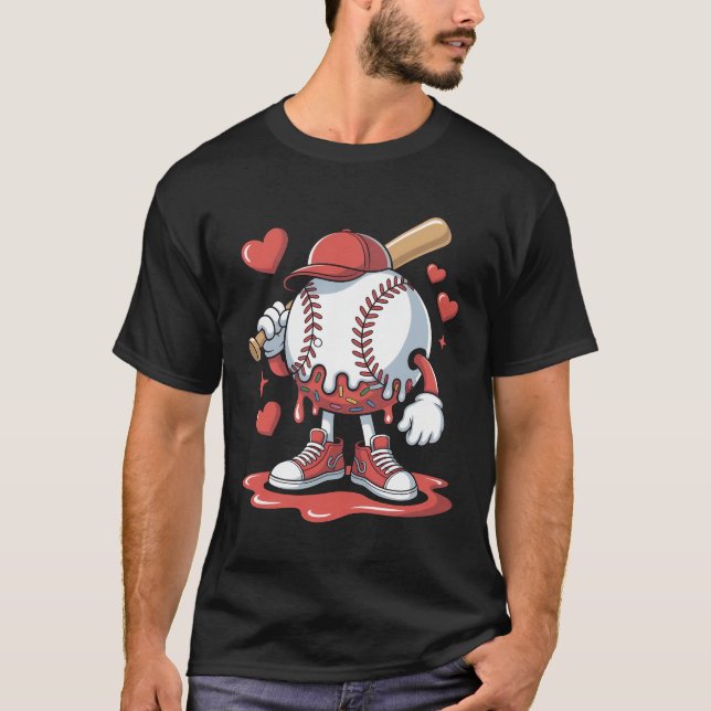 T-shirt Ice Cream Baseball Drip Melting Character Art Ice  (Devant)