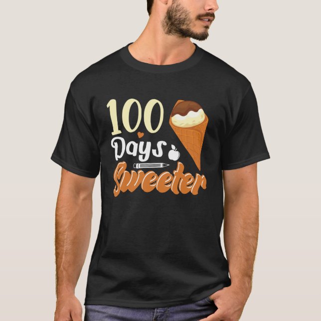 T-shirt Ice Cream Cone 100 Days Of School Teachers Girls B (Devant)