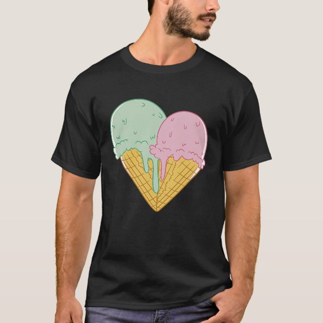 T-shirt Ice Cream  Cute Heart Valentine's Day Couple Match (Devant)