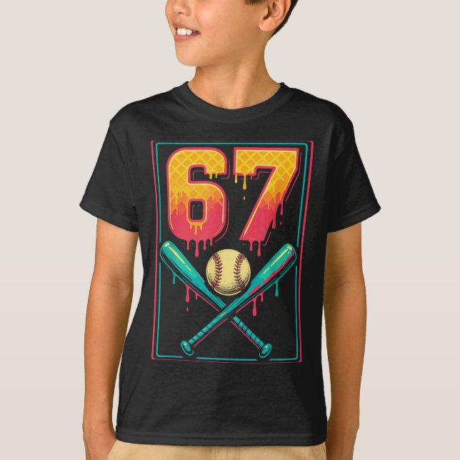 T-shirt Ice Cream Drip Baseball Stuff 67 Meme Gen Alpha &a (Devant)