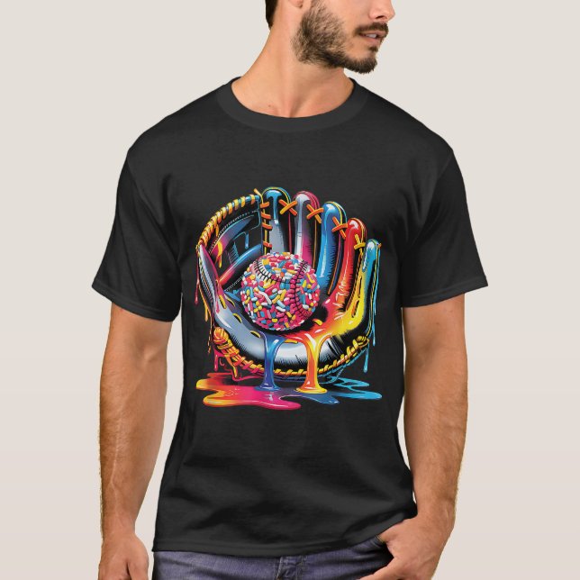 T-shirt Ice Cream Drip Baseball Stuff Baseball Driff Pour (Devant)
