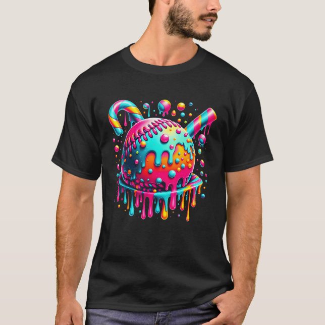 T-shirt Ice Cream Drippi Baseball Stuff Baseball Ball Drip (Devant)