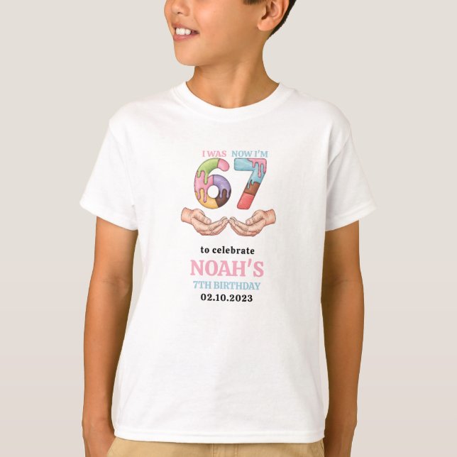 T-shirt Ice Cream “Six Seven” 7th Birthday Party for Kids (Devant)