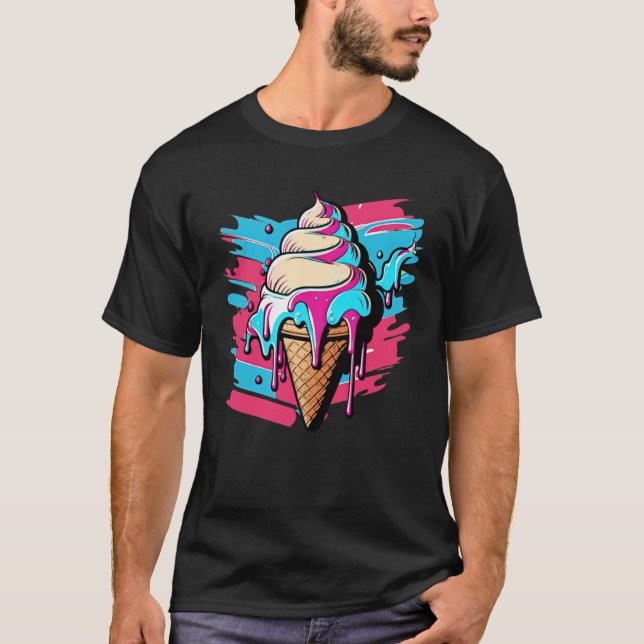 T-shirt Ice Cream Synthwave 80s Retrowave Aesthetic  1 (Devant)
