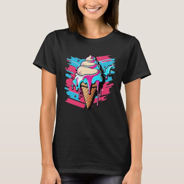 T-shirt Ice Cream Synthwave 80s Retrowave Aesthetic  1 (Devant)