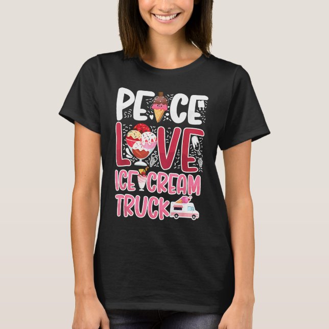 T-shirt Ice Cream Truck  Peace Love Ice Cream Truck Van Co (Devant)