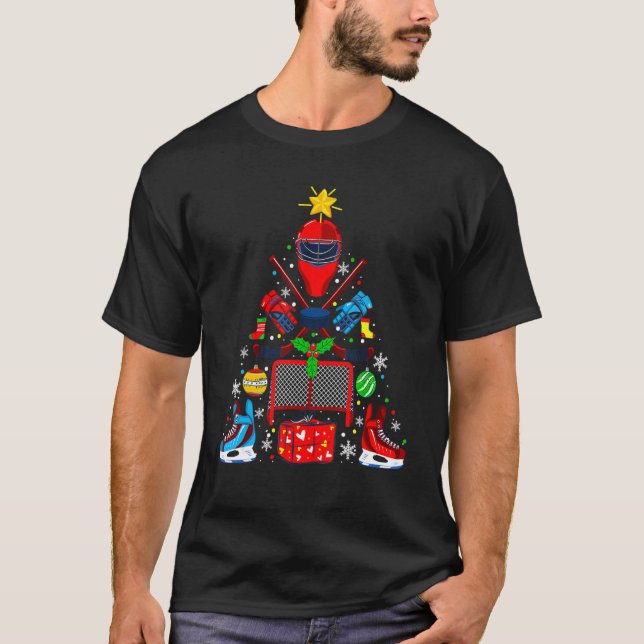 T-shirt Ice Hockey Christmas Ornament Tree  Xmas Sports (Devant)