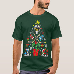 T-shirt Ice Hockey Christmas Tree  Happy Holidays 