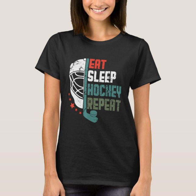 T-shirt Ice Hockey Outfit Eat Sleep Hockey Repeat Funny Ic (Devant)