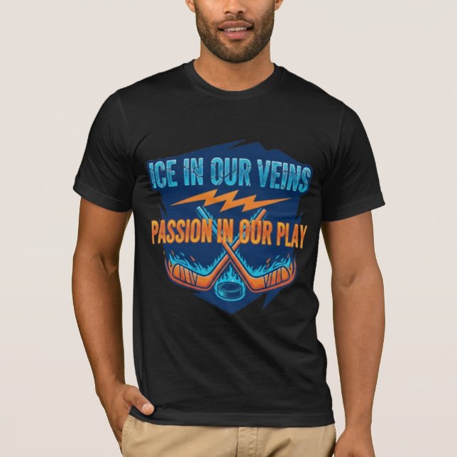 T-shirt Ice Hockey Sticks & Puck: Motivational Quote  (Devant)