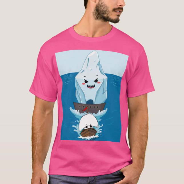 T-shirt Iceberg géant à la recherche d'un minuscule navire (Devant)