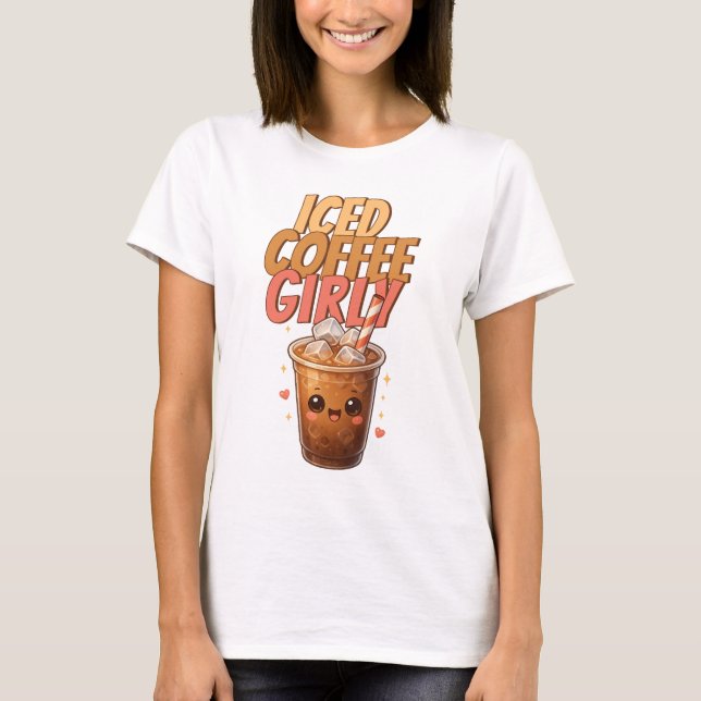 T-shirt Iced Coffee Girly Cute Kawaii Café (Devant)