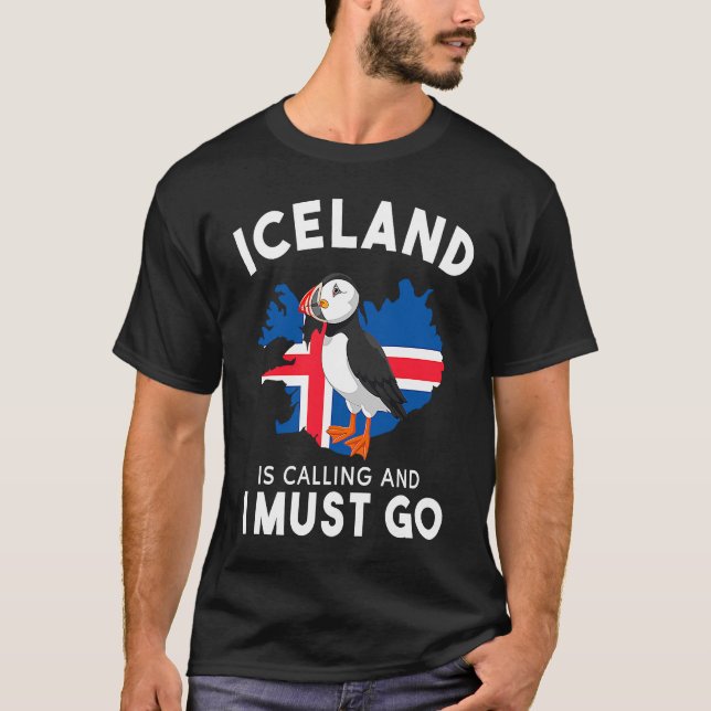 T-shirt Iceland is calling and i must go, mountain volcan  (Devant)