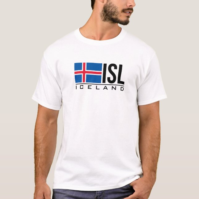 T-SHIRT ICELANDE DRAPEAU ICELANDE CODE DE PAYS ISL SPORTS  (Devant)