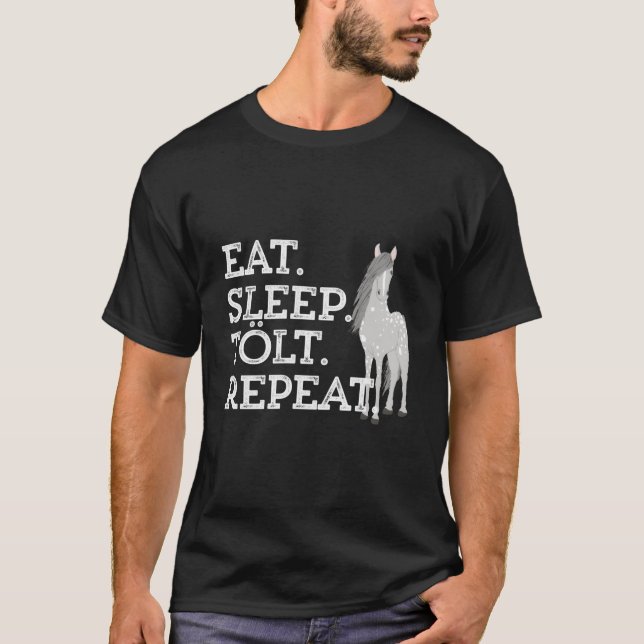 T-shirt Icelandic Horse Saying Eat Sleep Tolt Toy Pony (Devant)