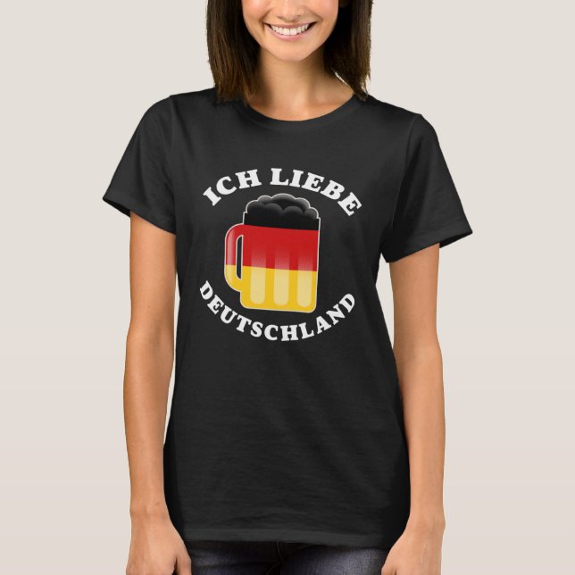 T-shirt Ich Liebe Deutschland I Love Allemagne Drapeau Cou (Devant)