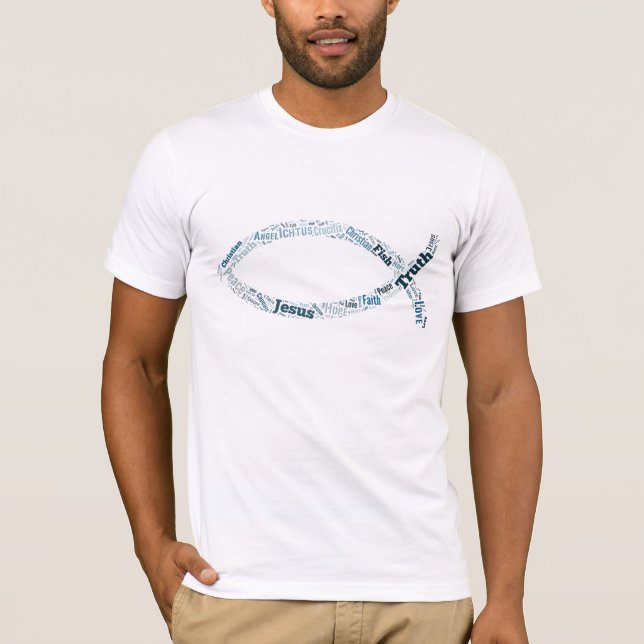 T-shirt Ichthus - symbole chrétien de poissons - texte (Devant)