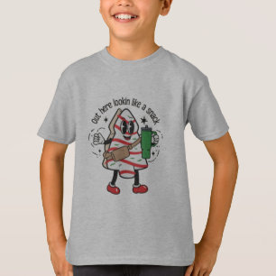 T-shirt Ici dehors ayant l'air d'un gâteau de Noël en form