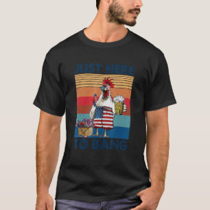 T-shirt Ici juste pour taper drapeau américain poulet bièr