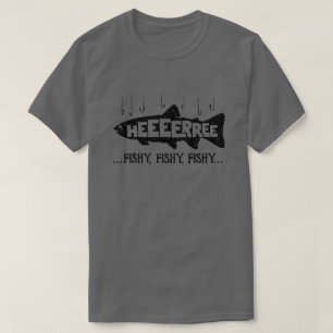 T-shirt Ici Pêcheurs de poissons amusants