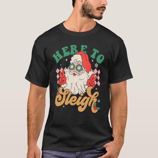 T-shirt Ici Pour Dormir Cool Père Noël Rétro Noël Xm (Devant)