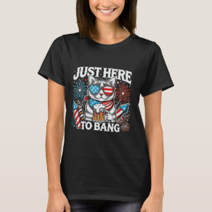 T-shirt Ici pour faire la fête Amateur de chat Drapeau amé