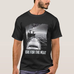 T-shirt Ici pour la viande - Humour de pêche de requin drô