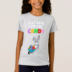 T-Shirt Ici pour les bonbons oeufs de Pâques lapin lapin d
