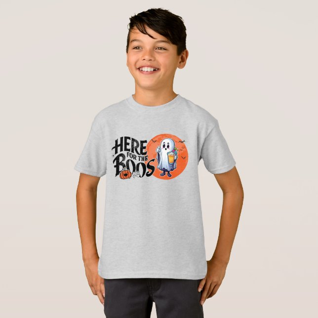 T-shirt Ici pour les Boos | Boire et obtenir votre Spook (Devant entier)