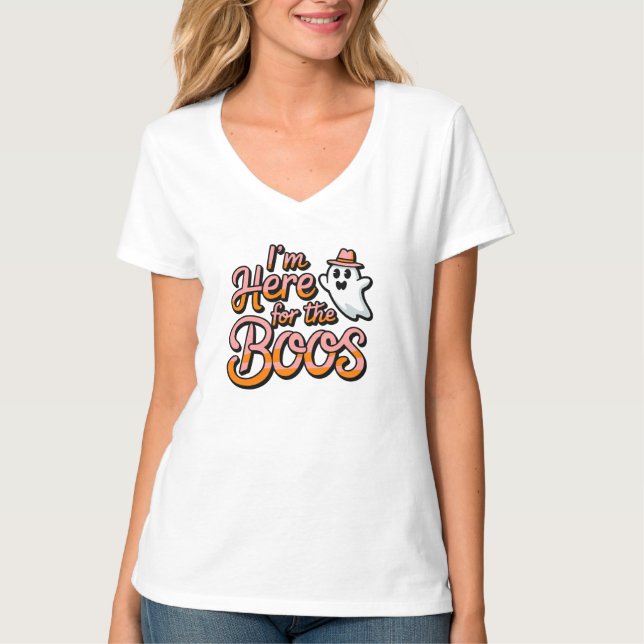 T-shirt Ici pour les Boos - Halloween Ghost Design (Devant)