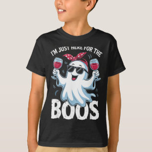 T-shirt Ici pour les fantômes mignons drôles d'Halloween p