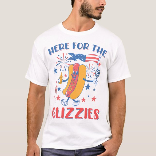 T-shirt Ici Pour Les Glizzies 4 juillet Chemise Funny Hot (Devant)