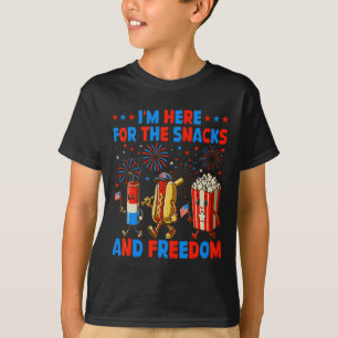 T-shirt Ici Pour Les Snacks Et Liberté 4 juillet Drôle