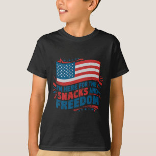 T-shirt Ici Pour Les Snacks Et Liberté Vintage 4 Juil
