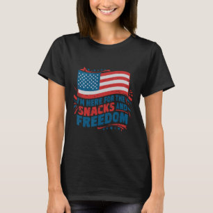 T-shirt Ici Pour Les Snacks Et Liberté Vintage 4 Juil